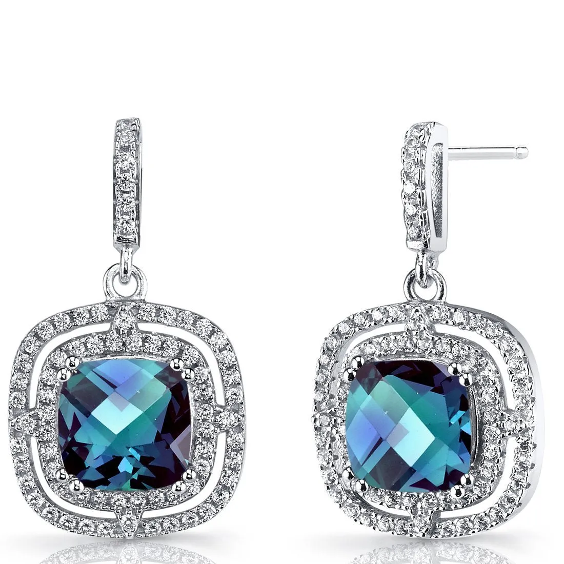 4.00 CT Aquamarine Pave Ecentric Drop Earring
