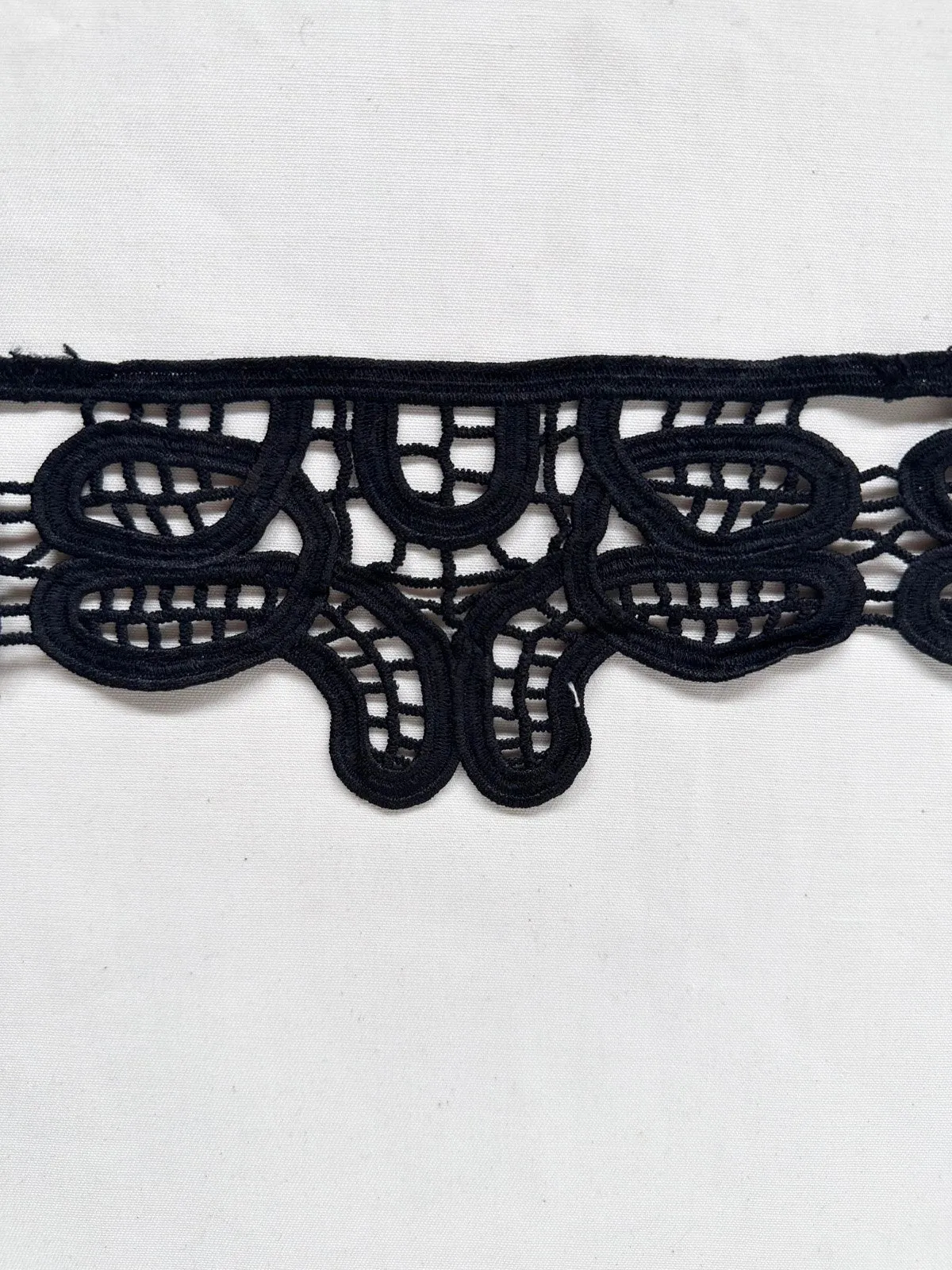 Black Victorian Heavy Embroidered Eyelet Trim