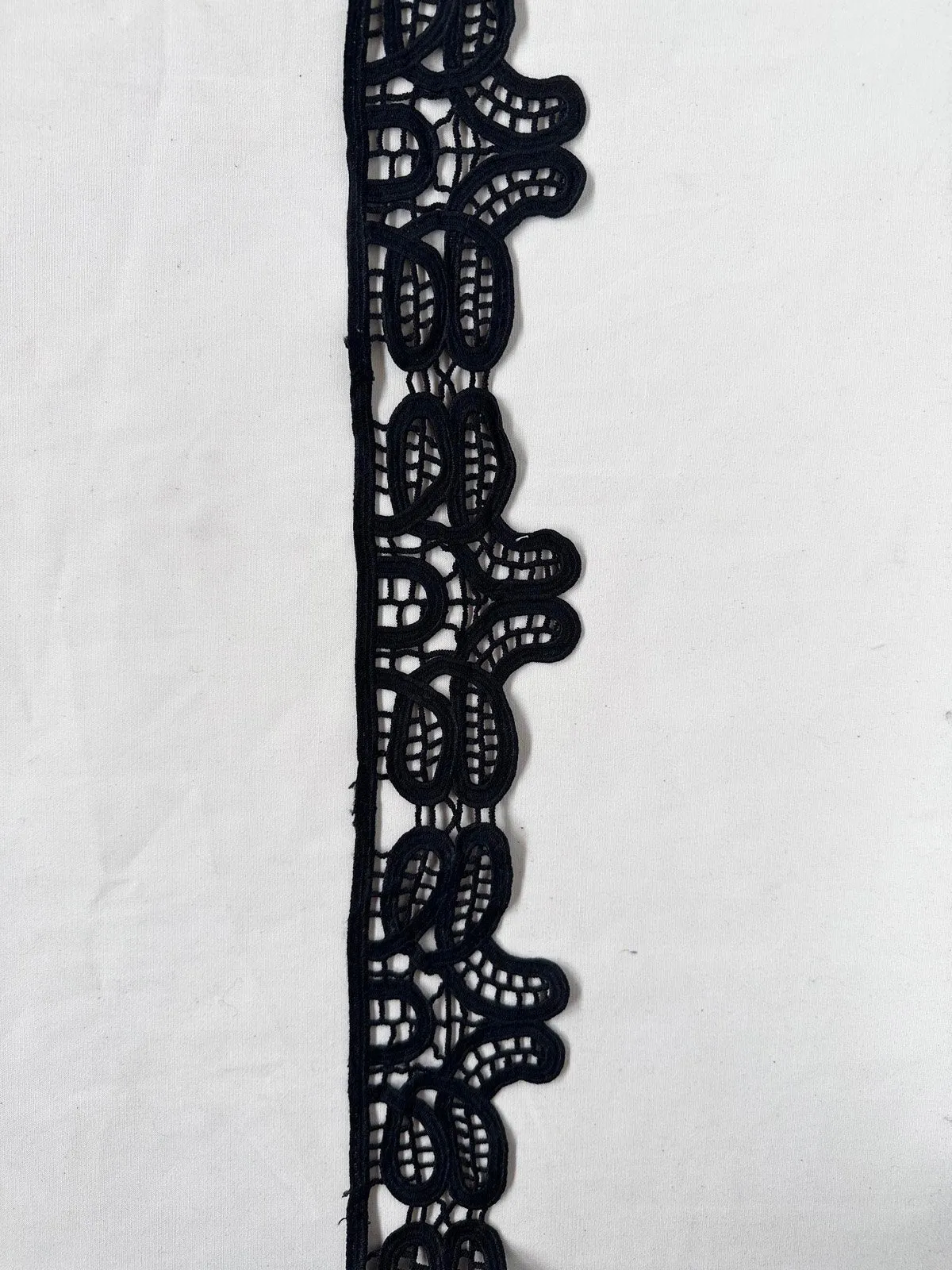 Black Victorian Heavy Embroidered Eyelet Trim
