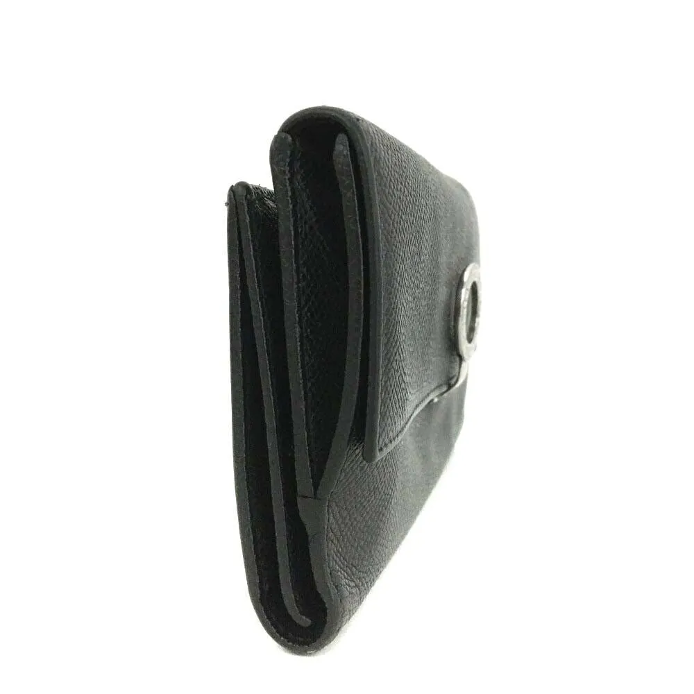 Bvlgari, black saffiano leather, continental style, XL wallet w lots of small & large compartments, zip pockets, & chrome hardware