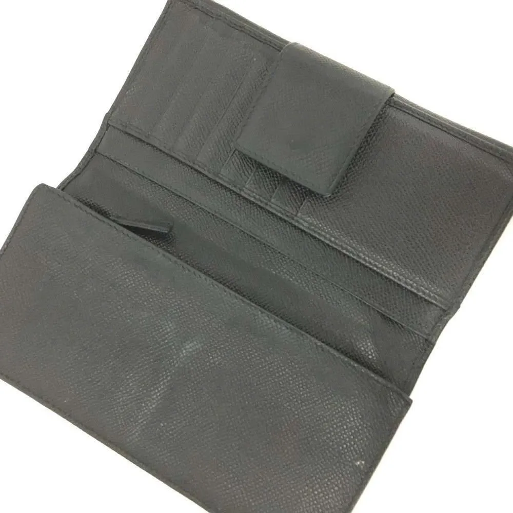 Bvlgari, black saffiano leather, continental style, XL wallet w lots of small & large compartments, zip pockets, & chrome hardware