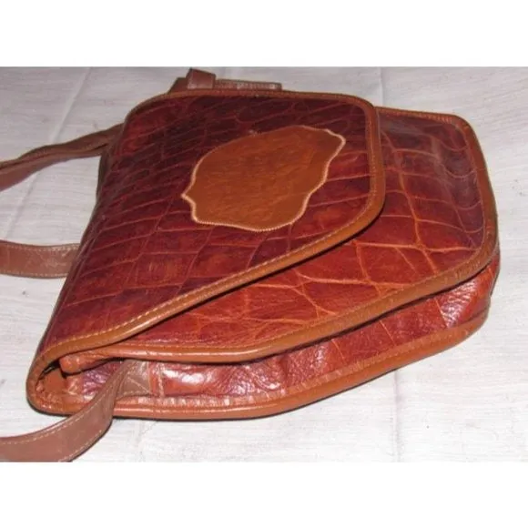 Carlos Falchi Vintage Medium Brown Crocodile Embossed Purse