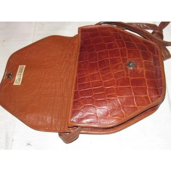 Carlos Falchi Vintage Medium Brown Crocodile Embossed Purse