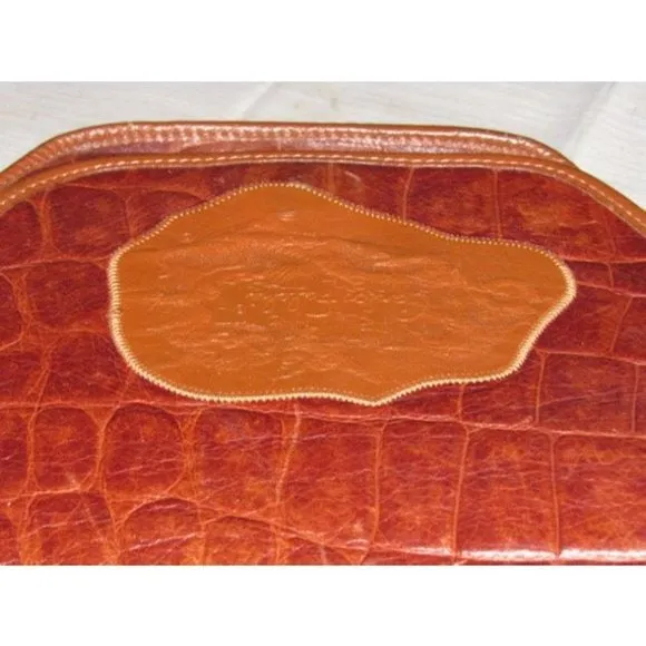 Carlos Falchi Vintage Medium Brown Crocodile Embossed Purse