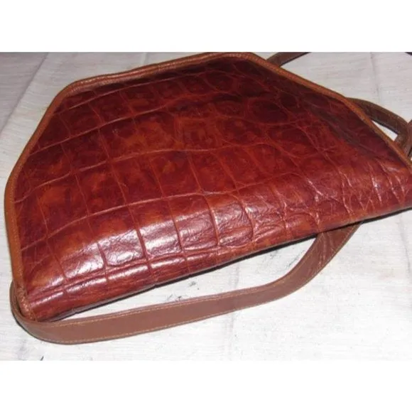 Carlos Falchi Vintage Medium Brown Crocodile Embossed Purse