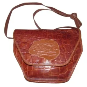 Carlos Falchi Vintage Medium Brown Crocodile Embossed Purse