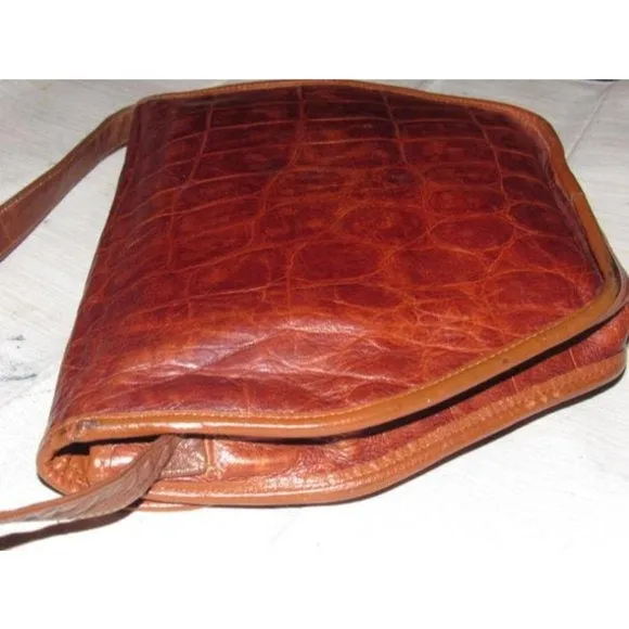 Carlos Falchi Vintage Medium Brown Crocodile Embossed Purse