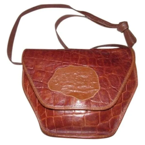 Carlos Falchi Vintage Medium Brown Crocodile Embossed Purse
