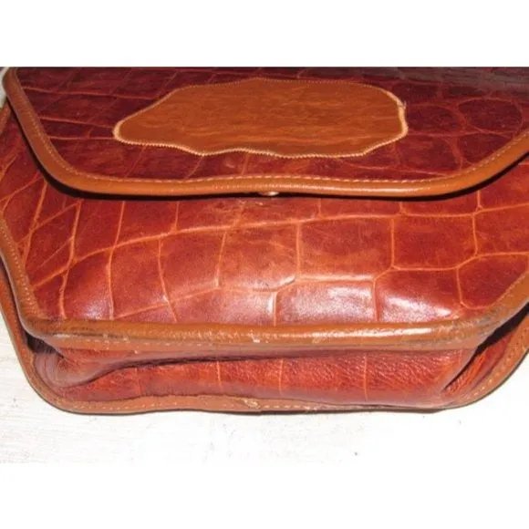 Carlos Falchi Vintage Medium Brown Crocodile Embossed Purse