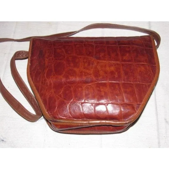 Carlos Falchi Vintage Medium Brown Crocodile Embossed Purse