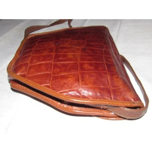 Carlos Falchi Vintage Medium Brown Crocodile Embossed Purse