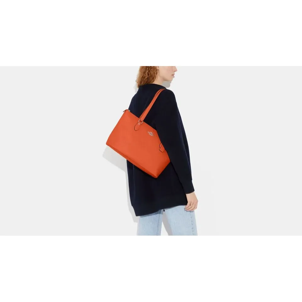 Coach NWT Orange Cross-grain Leather Gallery Tote Bag