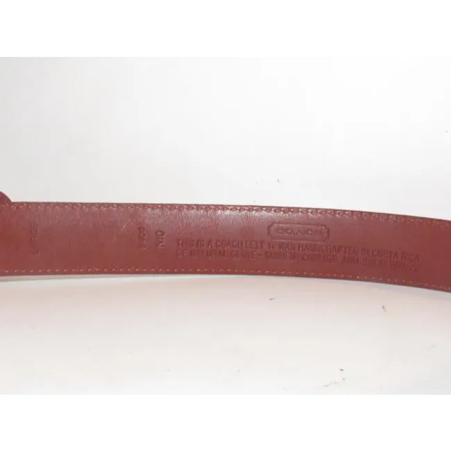 Coach Red Leather With Round Brass Buckle Vintage Beltdesigner Belt