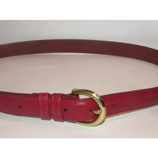 Coach Red Leather With Round Brass Buckle Vintage Beltdesigner Belt