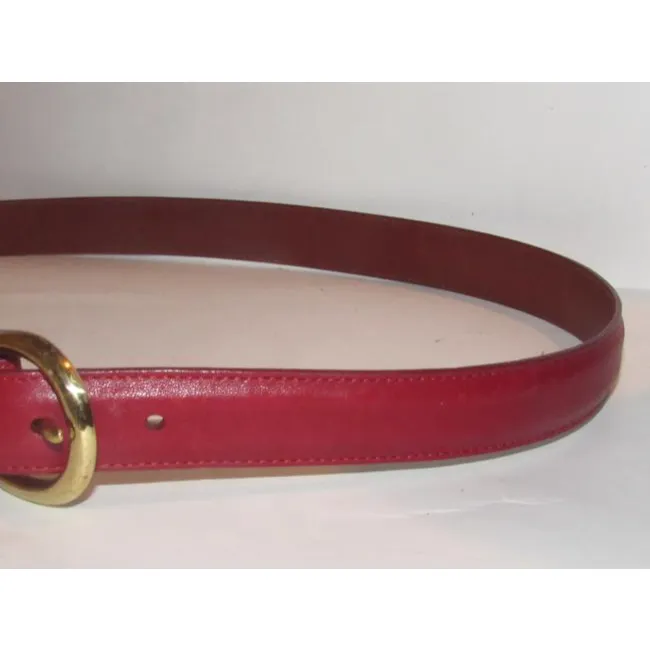 Coach Red Leather With Round Brass Buckle Vintage Beltdesigner Belt