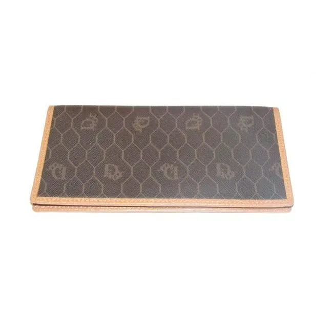 Dior Grey Camel Honeycomb Print Wallet