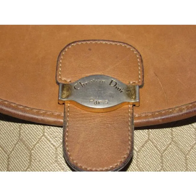 Dior Vintage Pursesdesigner Purses Honeycomb Print Coated Canvas And Camel Leather Cross Body Bag