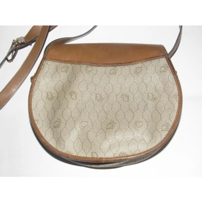 Dior Vintage Pursesdesigner Purses Honeycomb Print Coated Canvas And Camel Leather Cross Body Bag