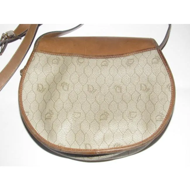 Dior Vintage Pursesdesigner Purses Honeycomb Print Coated Canvas And Camel Leather Cross Body Bag