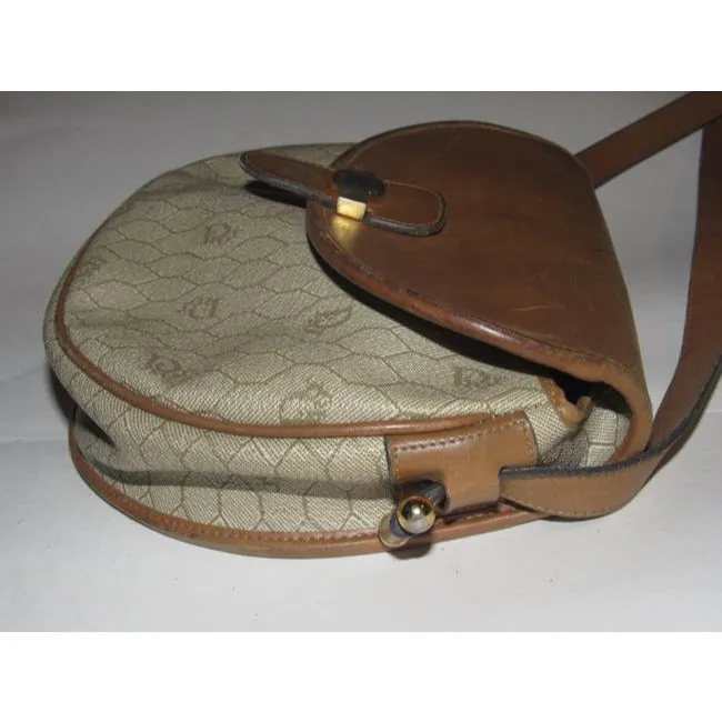 Dior Vintage Pursesdesigner Purses Honeycomb Print Coated Canvas And Camel Leather Cross Body Bag