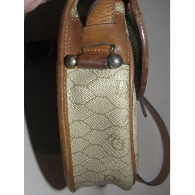 Dior Vintage Pursesdesigner Purses Honeycomb Print Coated Canvas And Camel Leather Cross Body Bag