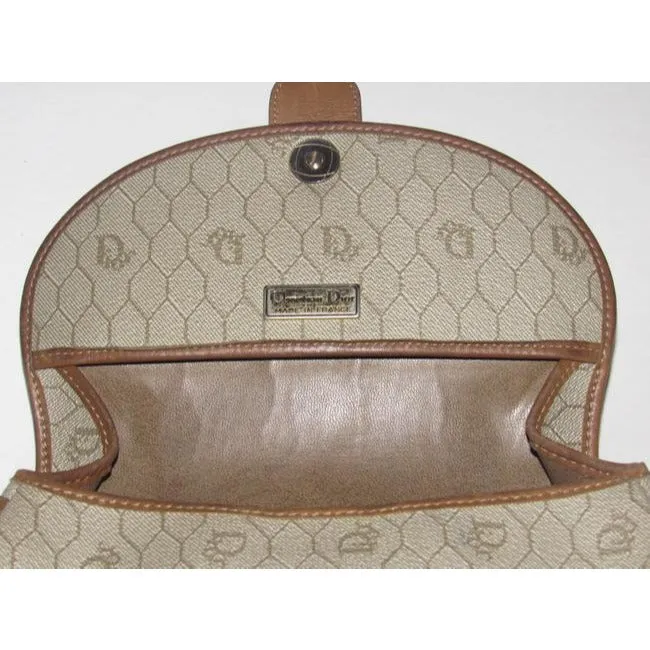 Dior Vintage Pursesdesigner Purses Honeycomb Print Coated Canvas And Camel Leather Cross Body Bag