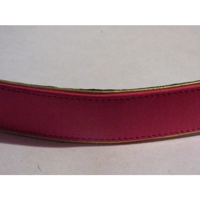 Emanuel Ungaro Hot Pink Leather With Gold Piping Vintage Accessoriesdesigner Belt