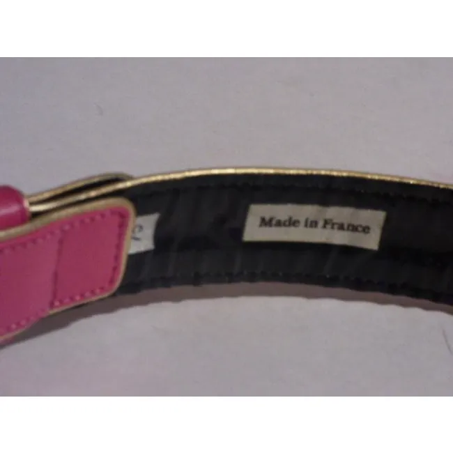 Emanuel Ungaro Hot Pink Leather With Gold Piping Vintage Accessoriesdesigner Belt