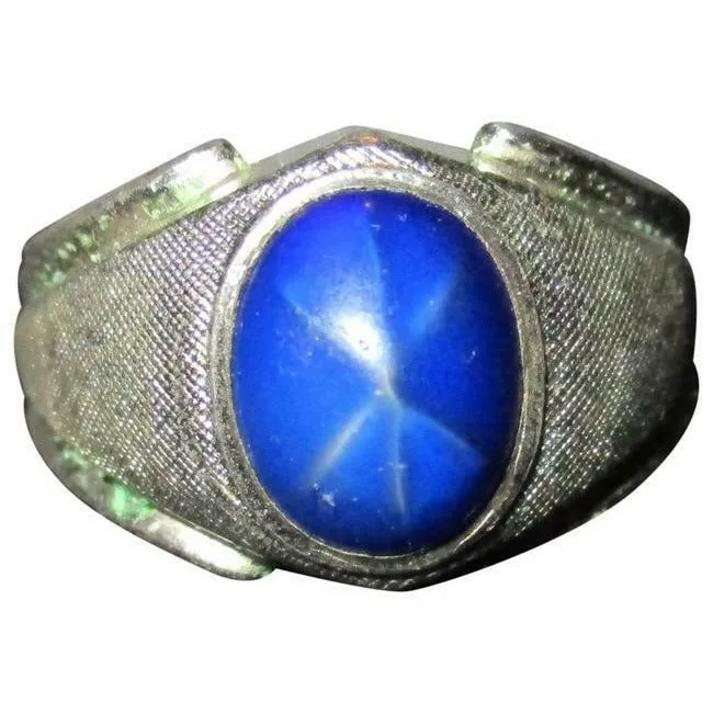 ESPO Blue Oval Star Sapphire Sterling Silver Modernist Ring