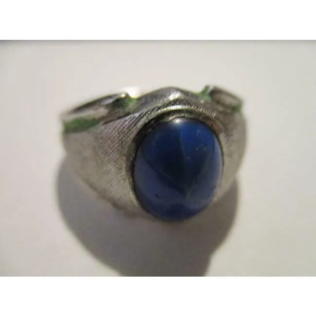 ESPO Blue Oval Star Sapphire Sterling Silver Modernist Ring
