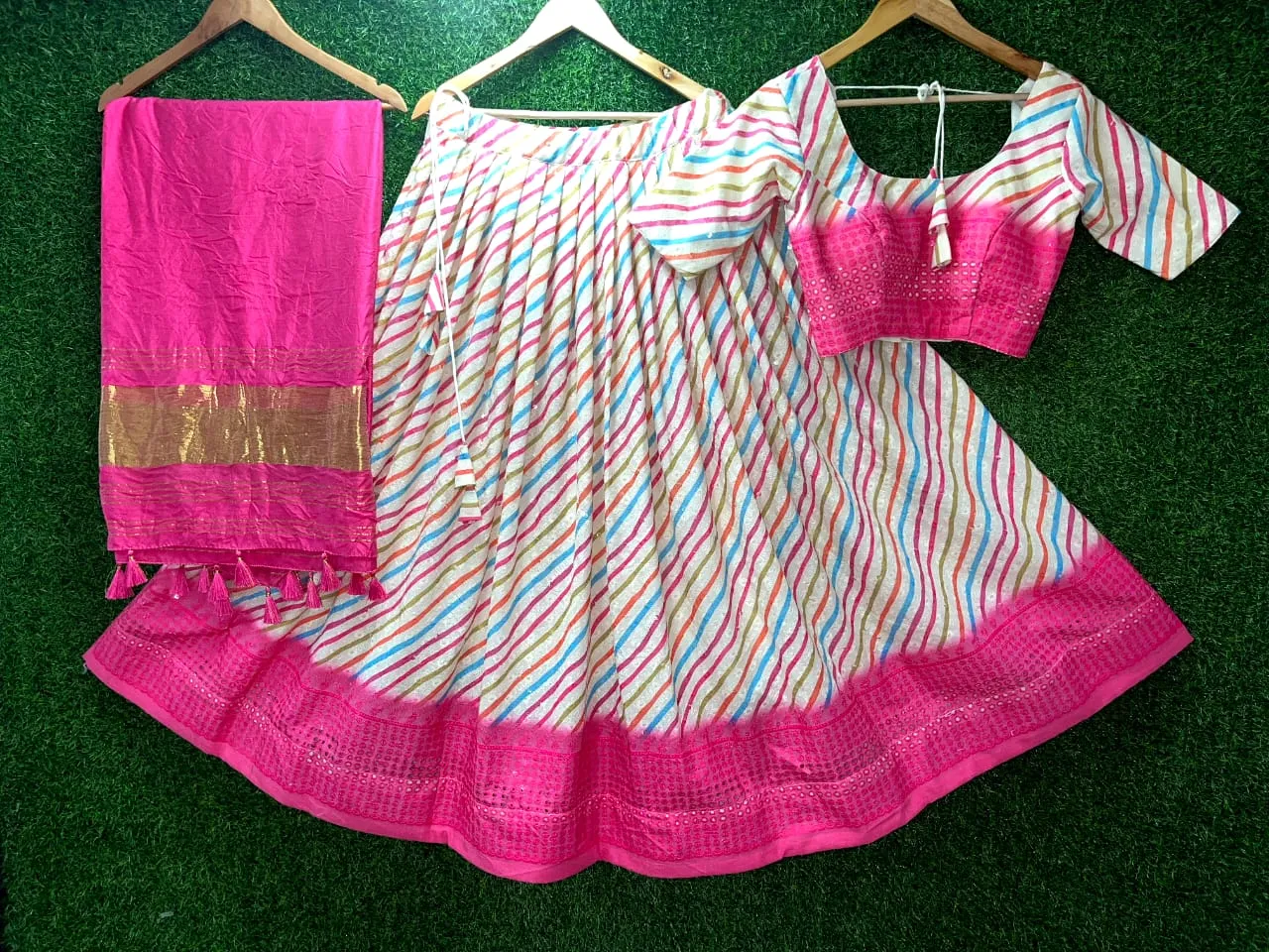 EXCLUSIVE LEHERIYA PRINT COTTON LEHENGA