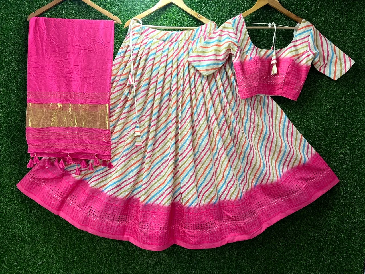 EXCLUSIVE LEHERIYA PRINT COTTON LEHENGA