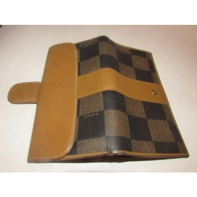 Fendi Checkerboard Print In Browns Xl Vintage Continental Wallet