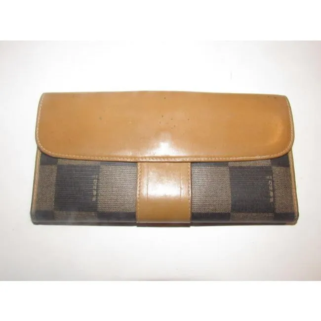 Fendi Checkerboard Print In Browns Xl Vintage Continental Wallet
