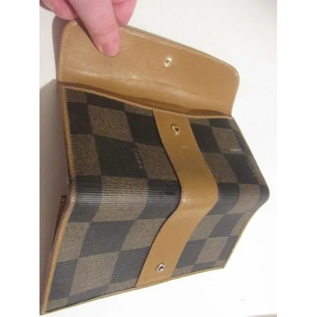 Fendi Checkerboard Print In Browns Xl Vintage Continental Wallet