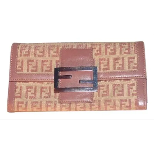 Fendi Pink Nude Zucchino Print Xl Wallet