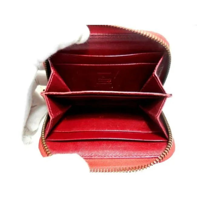 Fendi Red Zucchino Rose Gold Print Zip Around Wallet