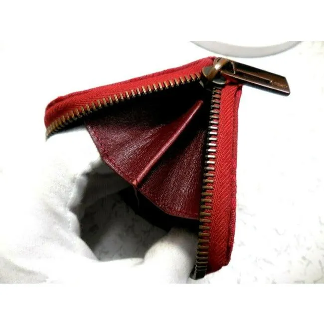 Fendi Red Zucchino Rose Gold Print Zip Around Wallet