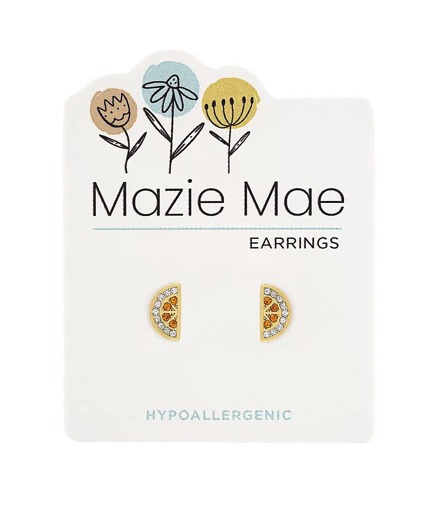 Gold Orange Slice Stud Earrings