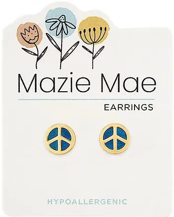 Gold Piece Sign Stud Earrings