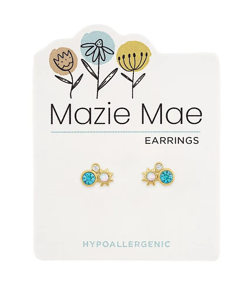 Gold Sun Trio Stud Earrings
