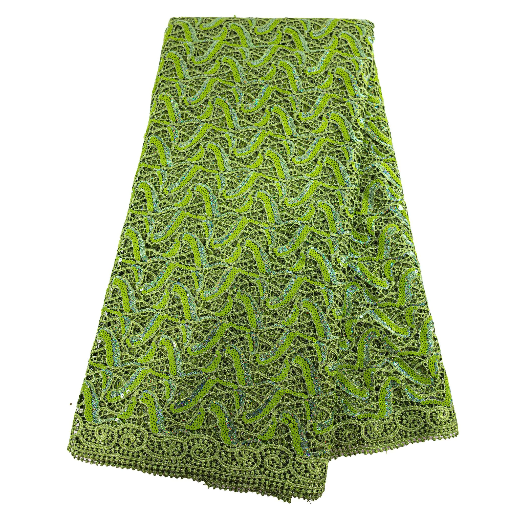 Green Sequence Cord Lace