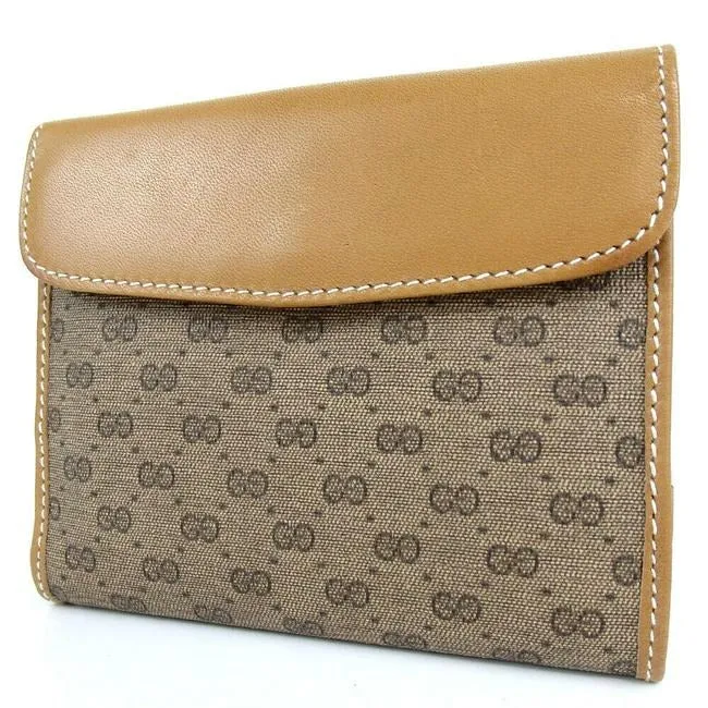 Gucci Brown Micro G Logo Print Vintage Guccissima Wallet