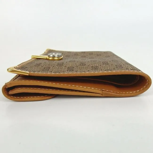 Gucci Brown Micro G Logo Print Vintage Guccissima Wallet