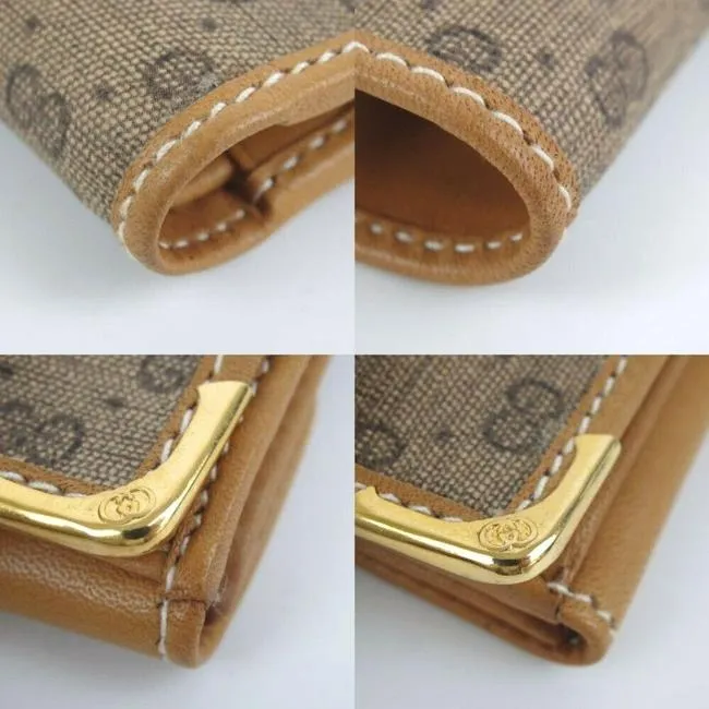 Gucci Brown Micro G Logo Print Vintage Guccissima Wallet