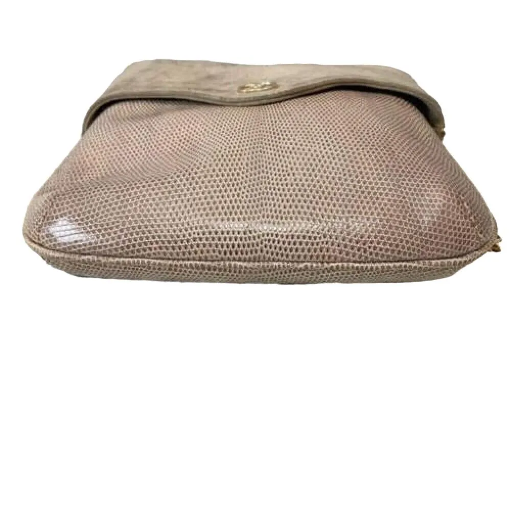 Gucci honey lizard leather bucket bag with gold chain strap