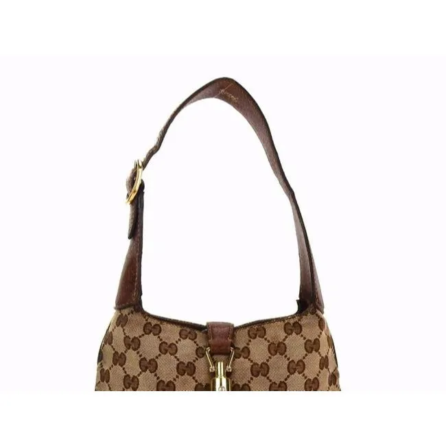 Gucci Jackie Guccissia Print Leather Canvas Petite Bag