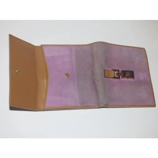 Gucci Jackie O Style Push Button Pink Suede And Camel Leather Vintage Wallet