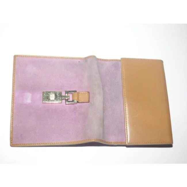 Gucci Jackie O Style Push Button Pink Suede And Camel Leather Vintage Wallet