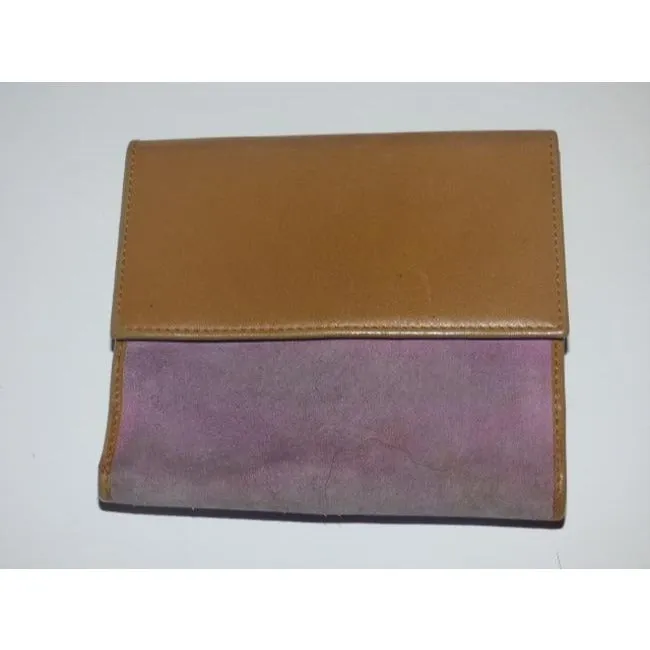 Gucci Jackie O Style Push Button Pink Suede And Camel Leather Vintage Wallet